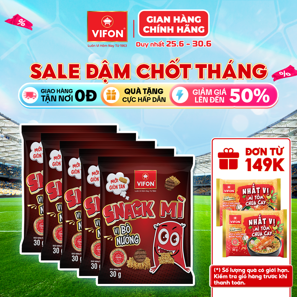[VOUCHER 20%, LAZCOIN 10%] Snack Mì Hải Sản/ Bò Nướng/ Phô Mai VIFON 30gr/ Gói