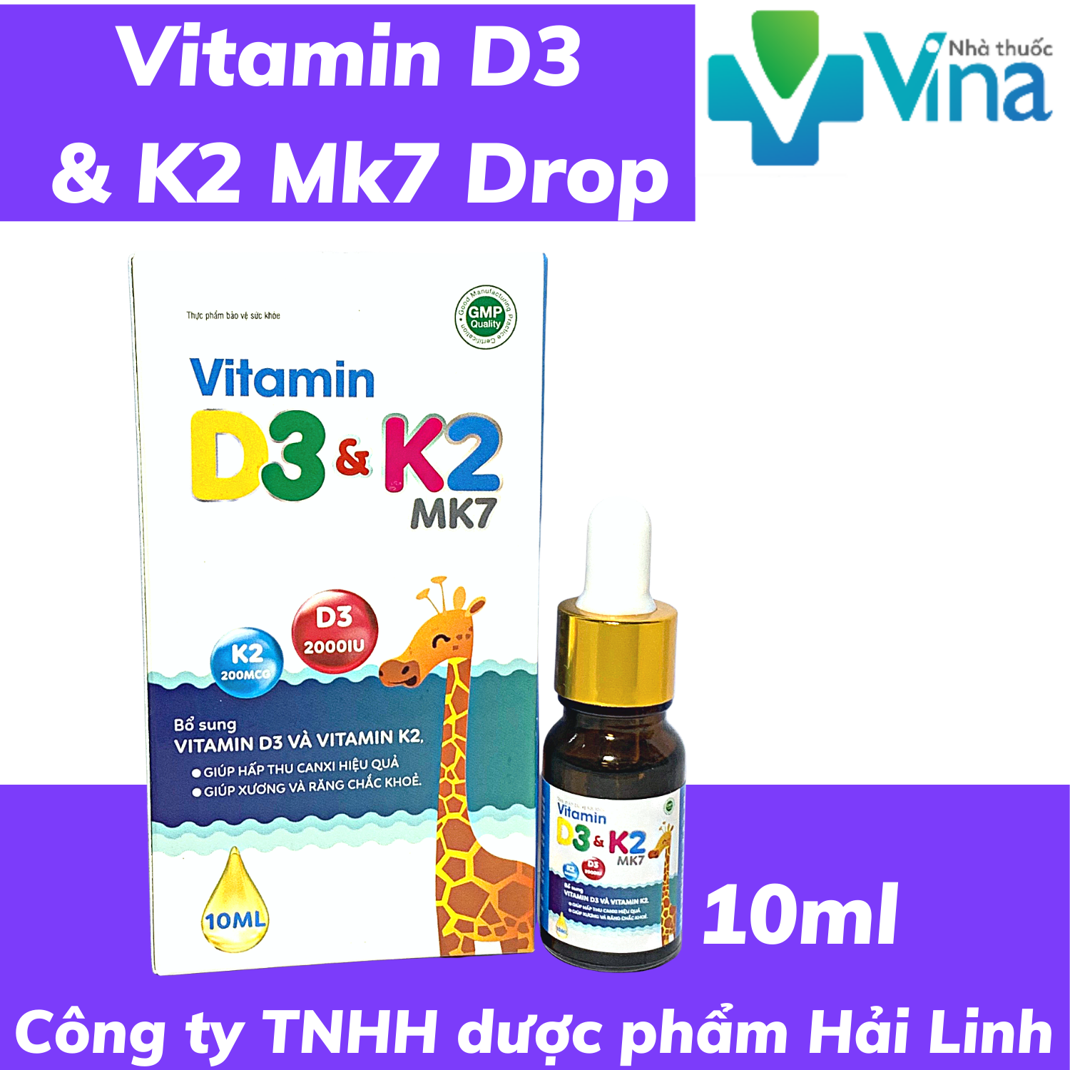 Vitamin D3 & K2 mk7 2000IU giúp hấp thu canxi hiệu quả, giúp xương và răng chắc khỏe