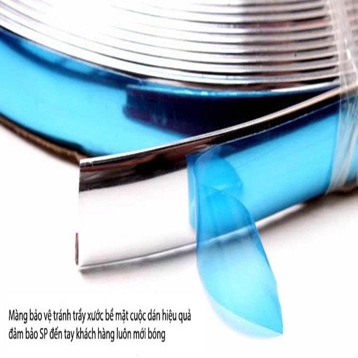 Bản rộng 1.5cm - Nẹp chân viền kính ô tô mạ crom bản rộng 15mm, nẹp viền chân kính xe hơi 1,5cm