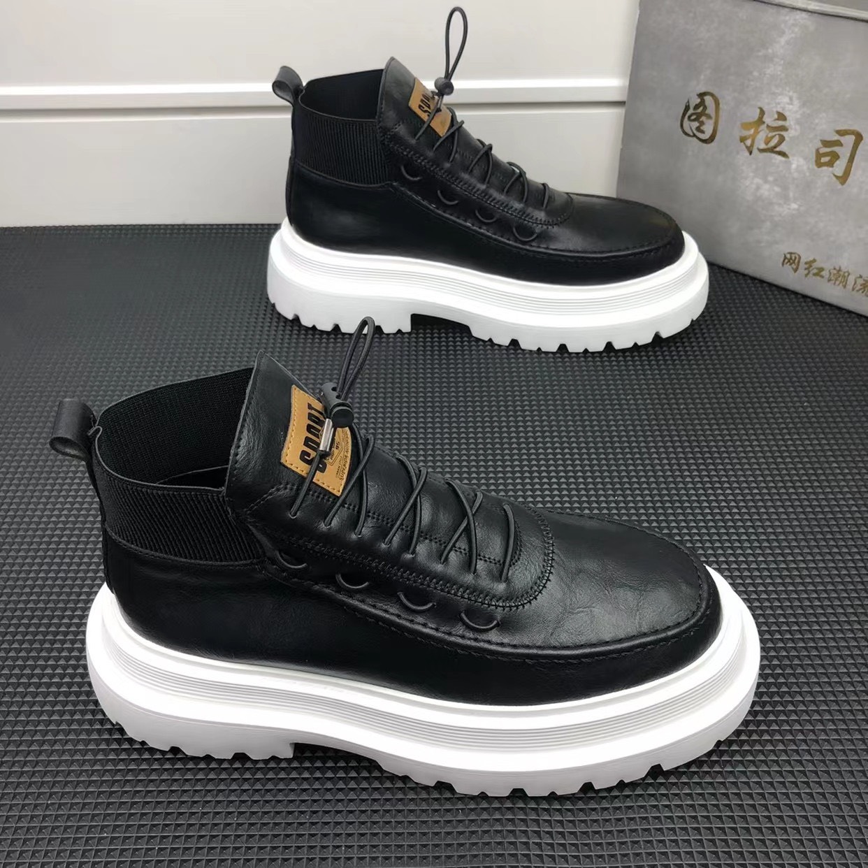 Giày thể thao nam sneaker bản da cao cấp cổ cao tăng chiều cao 7 cm 3 phiên bản