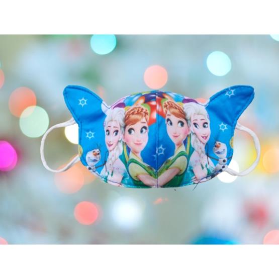 Khẩu trang vải 4 lớp công chúa elsa cho bé gái 4-7 tuổi