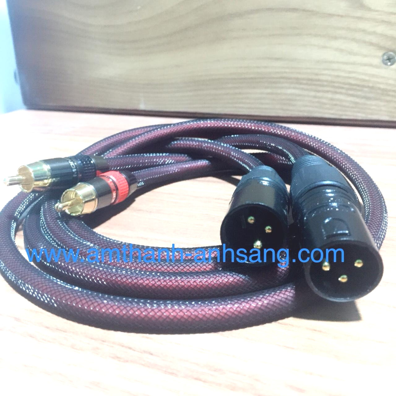 Dây tín hiệu âm thanh rắc canon đực giáp lưới ra rắc av, dây jack XLR to RCA, jack hoa sen, rắc hoa sen, dây tín hiệu âm thanh