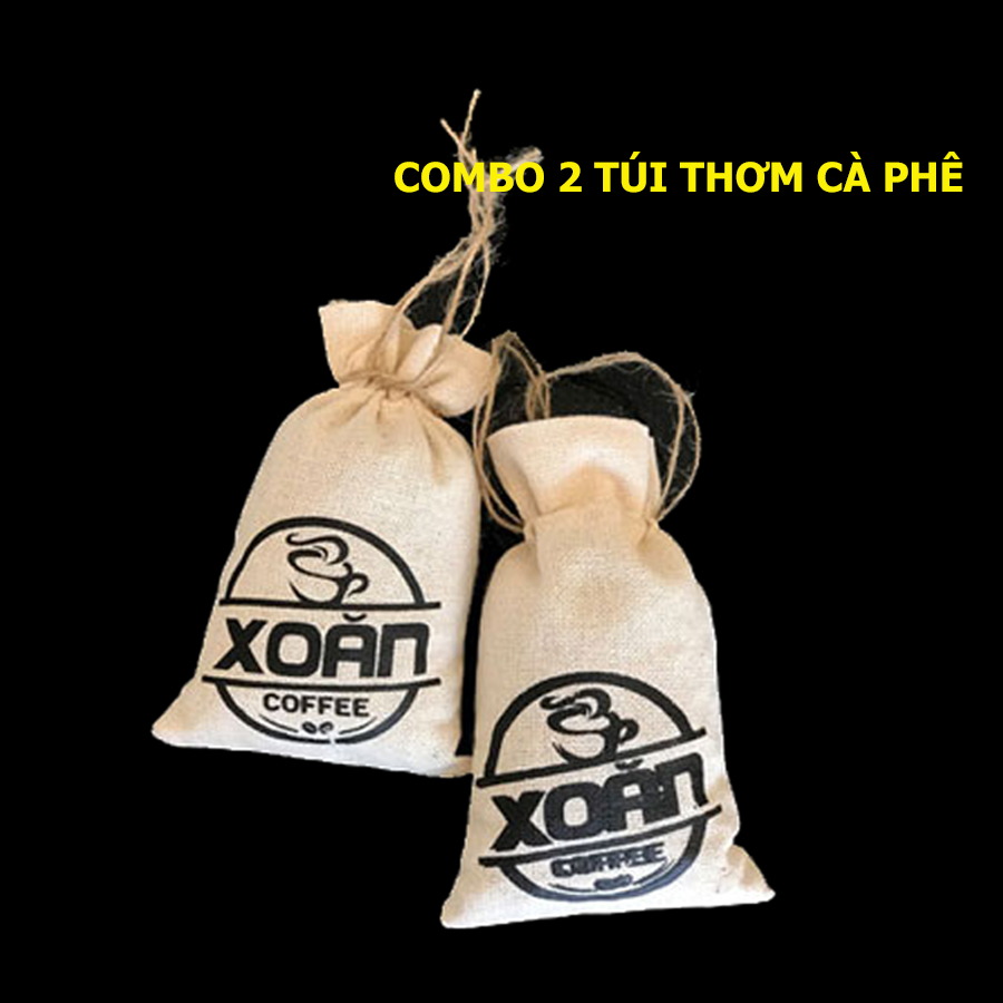 Combo 2 Túi Thơm Cà Phê XOĂN COFFEE Treo Xe Ô Tô Trong Phòng Khử Mùi Chống Say Xe Gói 120gr Hạt Cà Phê Robusta Rang Mộc