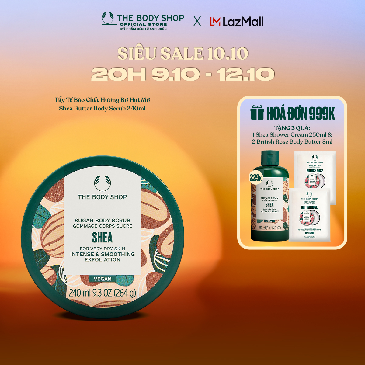 [Size 50ml HSD 9/2026]Tẩy Tế Bào Chết Hương Bơ Hạt Mỡ Shea Butter Body Scrub The Body Shop