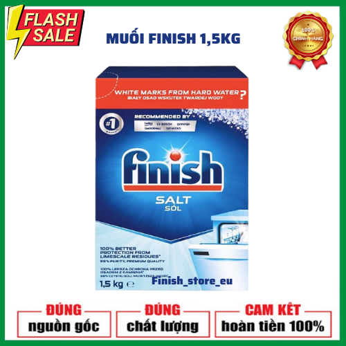 Muối rửa bát Finish hộp 1.5 kg làm mềm nước khử cặn vôi dùng cho các loại máy rửa bát máy rửa chén