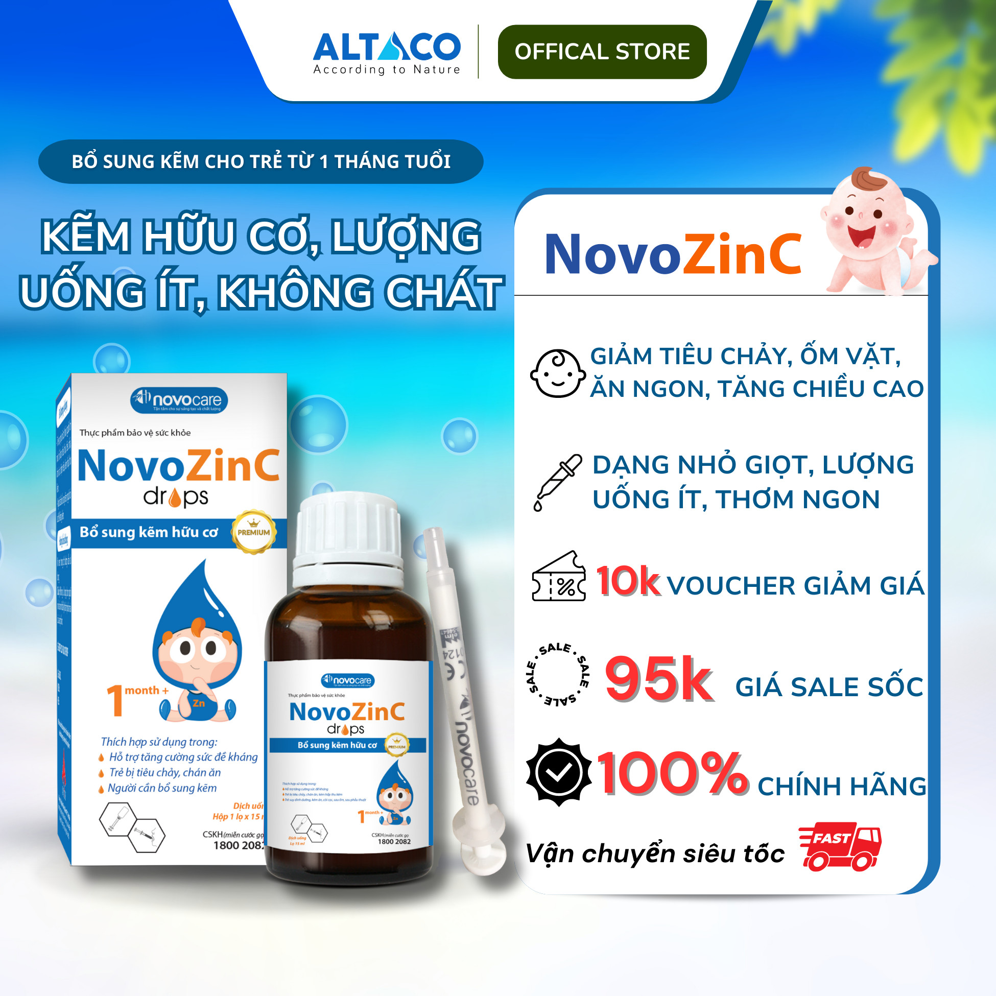 Kẽm hữu cơ nhỏ giọt NovoZinC 15ml