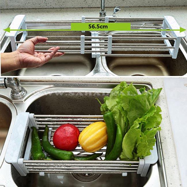 Kệ inox gác bồn rửa chén co giãn ( inox 100%) cao cấp