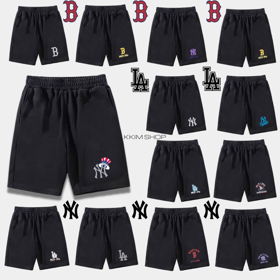 Quần Short MLB NY Nam Nữ Unisex Chất Liệu Poly 2DA Quần Đùi LA Thể Thao Form Rộng Màu Đen Dễ Phối Đồ 