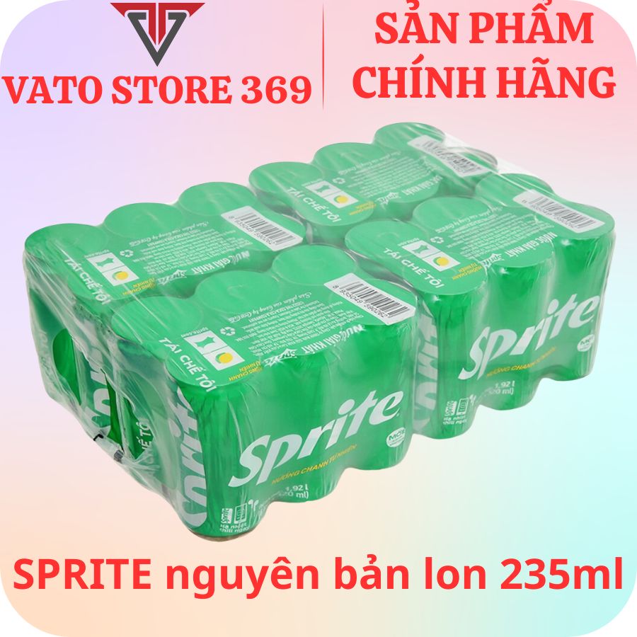 Nước ngọt có ga sprite chanh lon 235ml