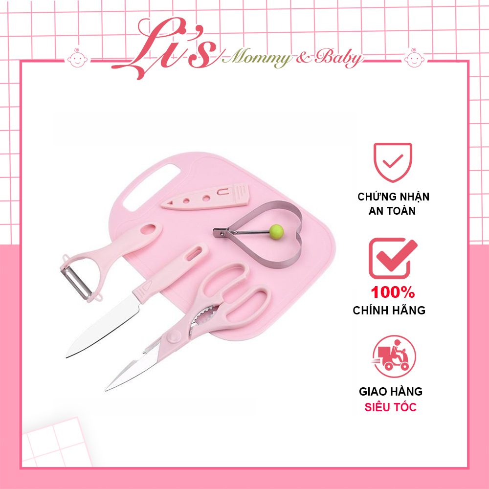 Bộ dao thớt chế biến ăn dặm cho bé thương hiệu OEM ăn dặm kiểu Nhật tặng kèm khay rán trứng cho bé J44