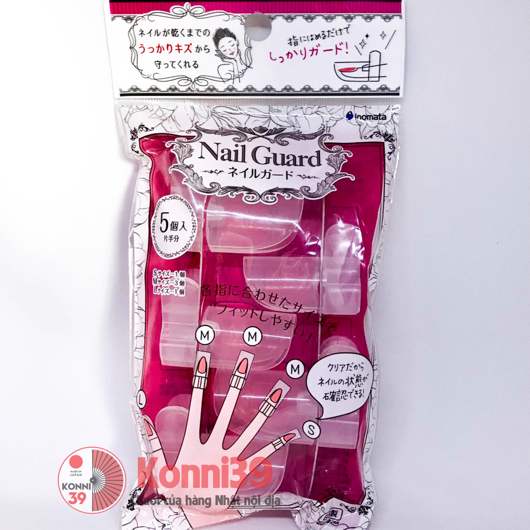 DỤNG CỤ LÀM MÓNG INOMATA, HÀNG NỘI ĐỊA NHẬT, bảo vệ móng chống trầy xước, chống dính cho tới khi móng khô, có 5 miếng phù hợp với từng ngón tay
