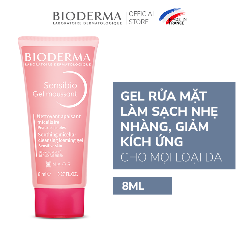 [QUÀ TẶNG KHÔNG BÁN] Gel rửa mặt tạo bọt cho da nhạy cảm Bioderma Sensibio Gel Moussant - 8ml