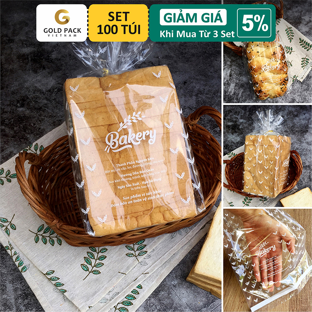 Túi đựng bánh gối ngắn, túi đựng bánh mì sandwich khuôn 10x15cm - set 100 túi size 22x33cm