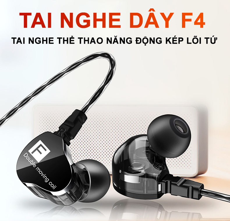 Tai nghe nhét tai f4 âm thanh hifi sống động chất lượng cao, chống ồn, bass ấm giá rẻ, gaming, chơi game thủ, nghe nhạc