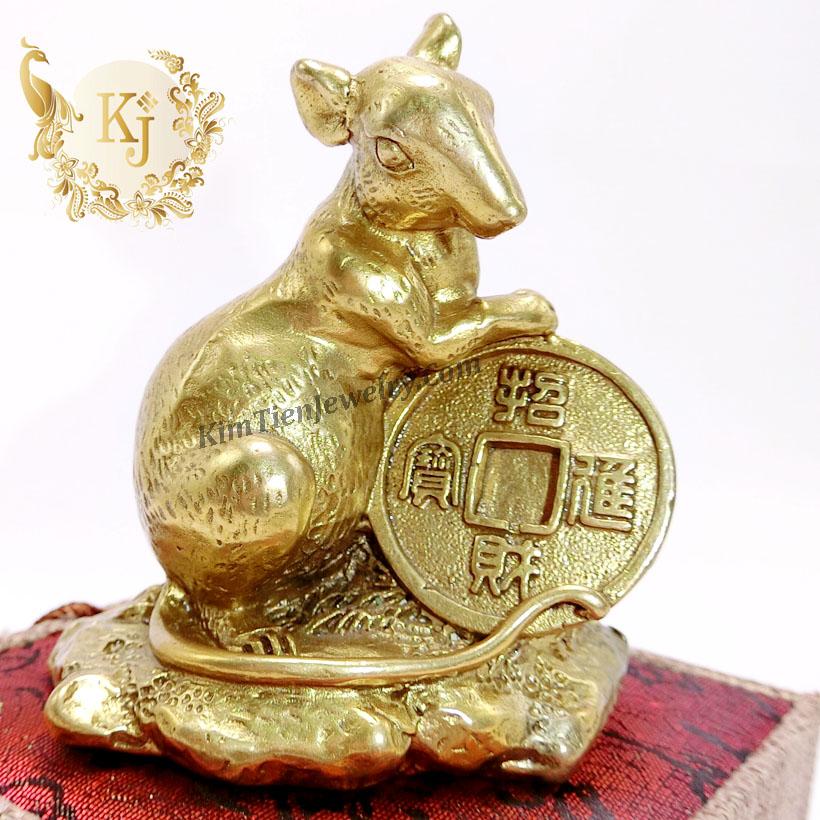 Tượng chuột phong thủy bằng đồng - kích thước : 09 cm x 08 cm - hình thật - videos thật - có phiếu bảo hành kèm theo sản phẩm