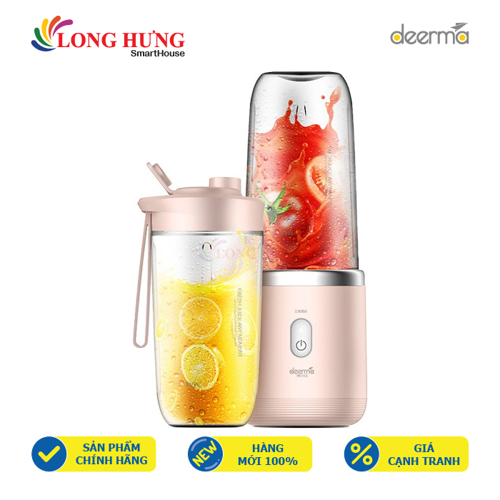 Máy xay sinh tố deerma dem-nu05 - dung tích 400ml, công suất 140w, cối nhựa cao cấp, lưỡi dao bằng thép không gỉ, sử dụng bằng 1 nút bấm, pin 1500mah