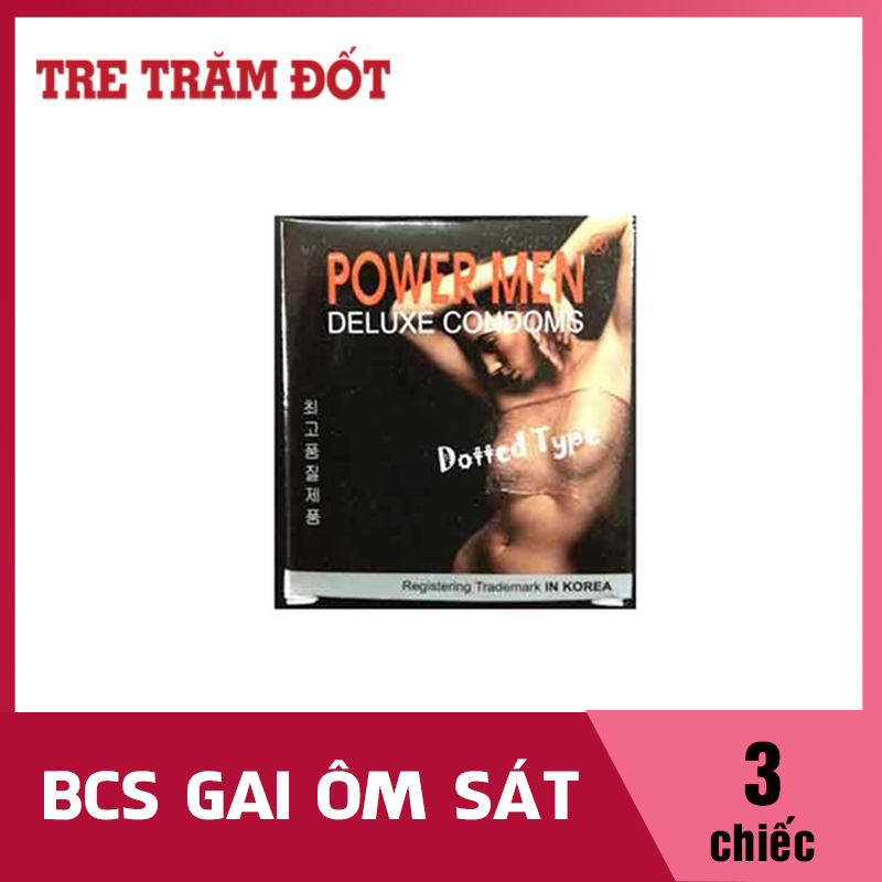 Hộp 3c Bao cao su có gai size nhỏ ôm sát Powermen Dotted Type