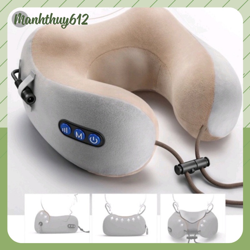 Gối mát xa cổ hồng ngoại chữ u, máy massage cổ vai gáy hiệu quả kiêm gối ngủ tiện lợi, gối massage trị liệu cao cấp