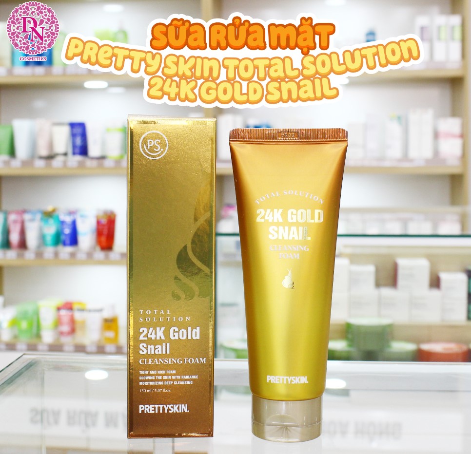 Chuẩn có tem - sữa rửa mặt pretty skin total solution 24k gold snail