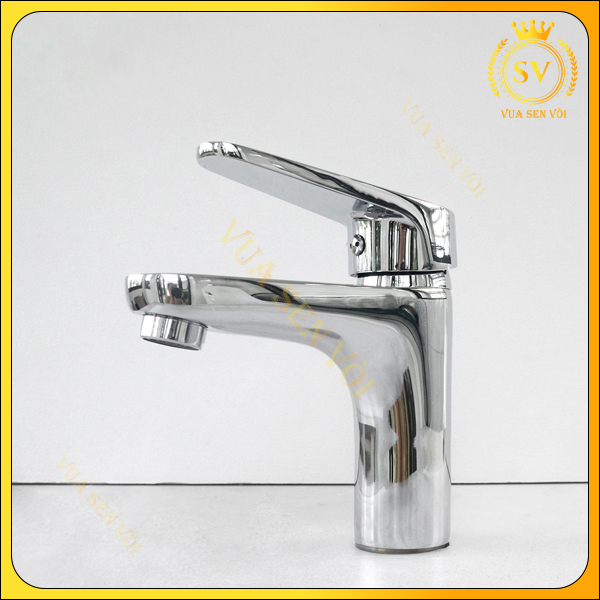 Vòi Lavabo, vòi chậu rửa mặt nóng lạnh đồng mạ Crom sáng bóng loại cao 14cm