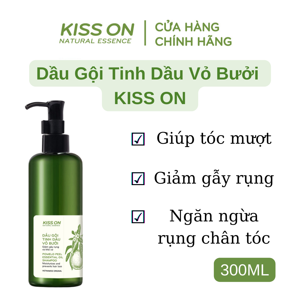 Dầu Gội Chiết Xuất Từ Tinh Dầu Vỏ Bưởi KISS ON Giúp Ngăn Ngừa Rụng Tóc Và Kích Thích Mọc Tóc KISS ON 300ml
