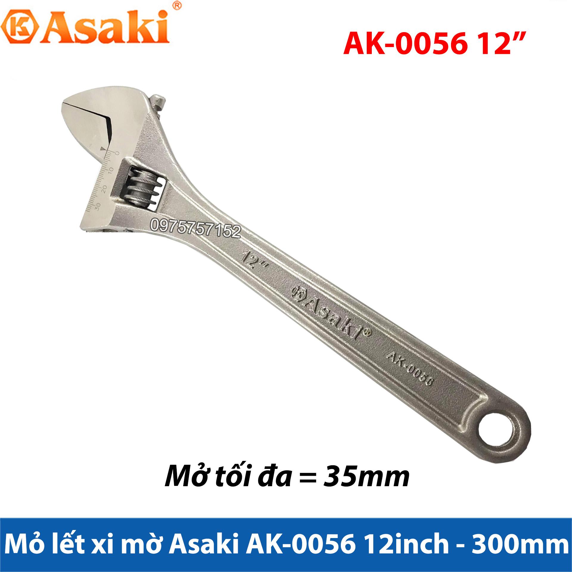 Mỏ lết cao cấp xi mờ asaki ak-0056 12inch - 300mm