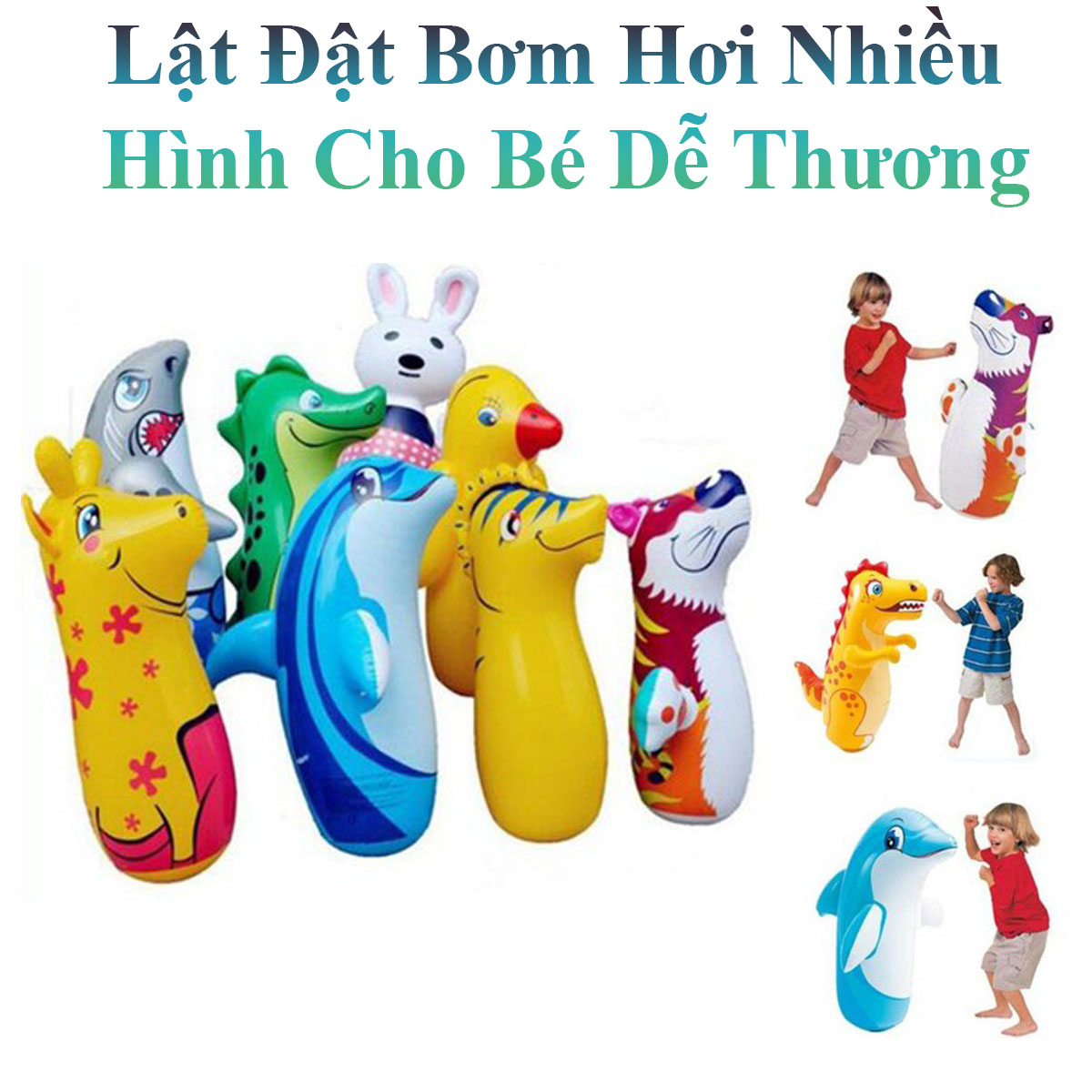 Lật đật bơm hơi nhiều hình cho bé 97x61cm