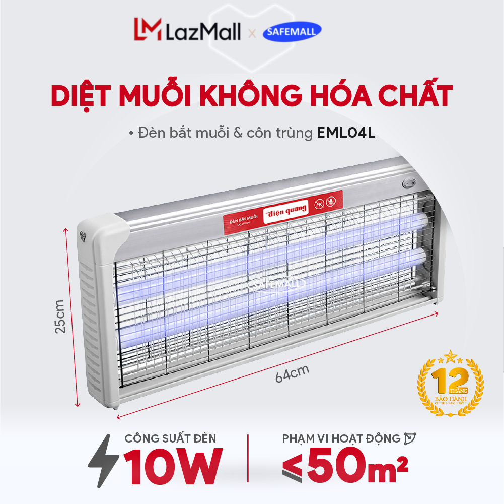 Box 2 PCs lamp catching mosquito electrooptical đq EML04L (640x65x250mm) mosquito Killer, safety no harmful health warranty 12 months-genuine goods safemall