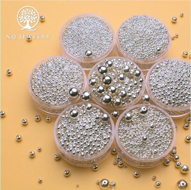 Charm bi bạc hạt tròn trơn - hạt cườm bạc 6mm - NQ Jewelry