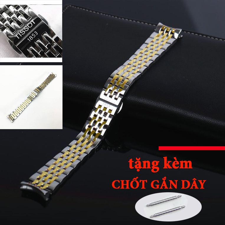Dây đồng hồ kim loại mắt đúc Tissot 1853 size 20mm màu DEMI (tặng kèm 2 chốt)