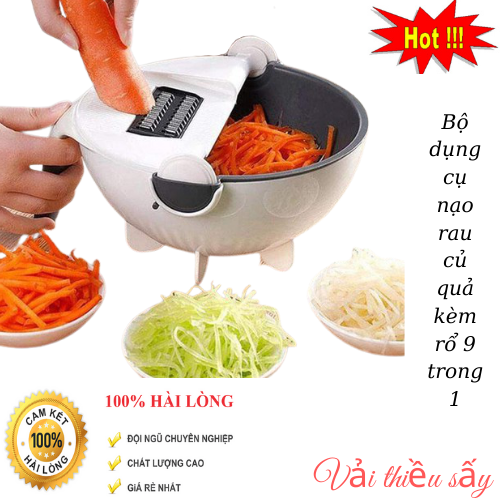 Bộ dụng cụ nạo rau củ quả kèm rổ đa năng tiện dụng, bộ nạo rau củ, dụng cụ bào sợi, dụng cụ bào sợi, thái lát, cắt rau củ quả