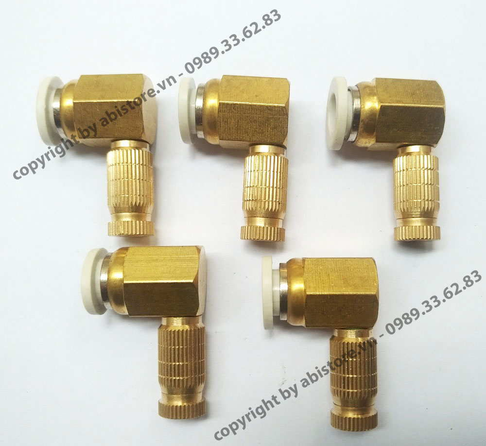 Combo 5 béc đồng phun sương nối ống 8mm trong hệ thống phun sương làm mát