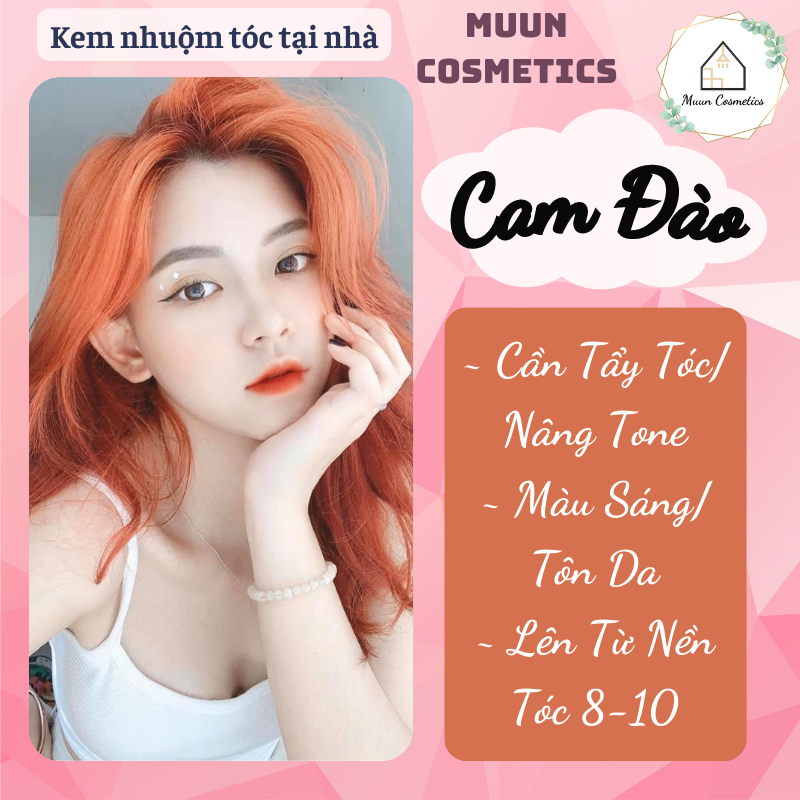 Thuốc Nhuộm Tóc Cam Đào (Tặng Kèm Oxy Trợ Nhuộm và Chụp Tóc, Bao Tay)