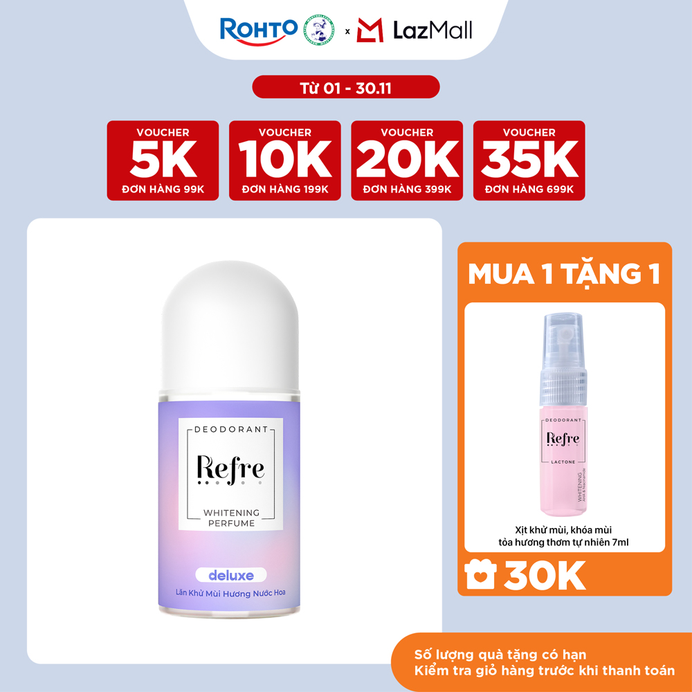 Lăn khử mùi dưỡng trắng hương nước hoa Refre Whitening Perfume Deluxe (40ml)