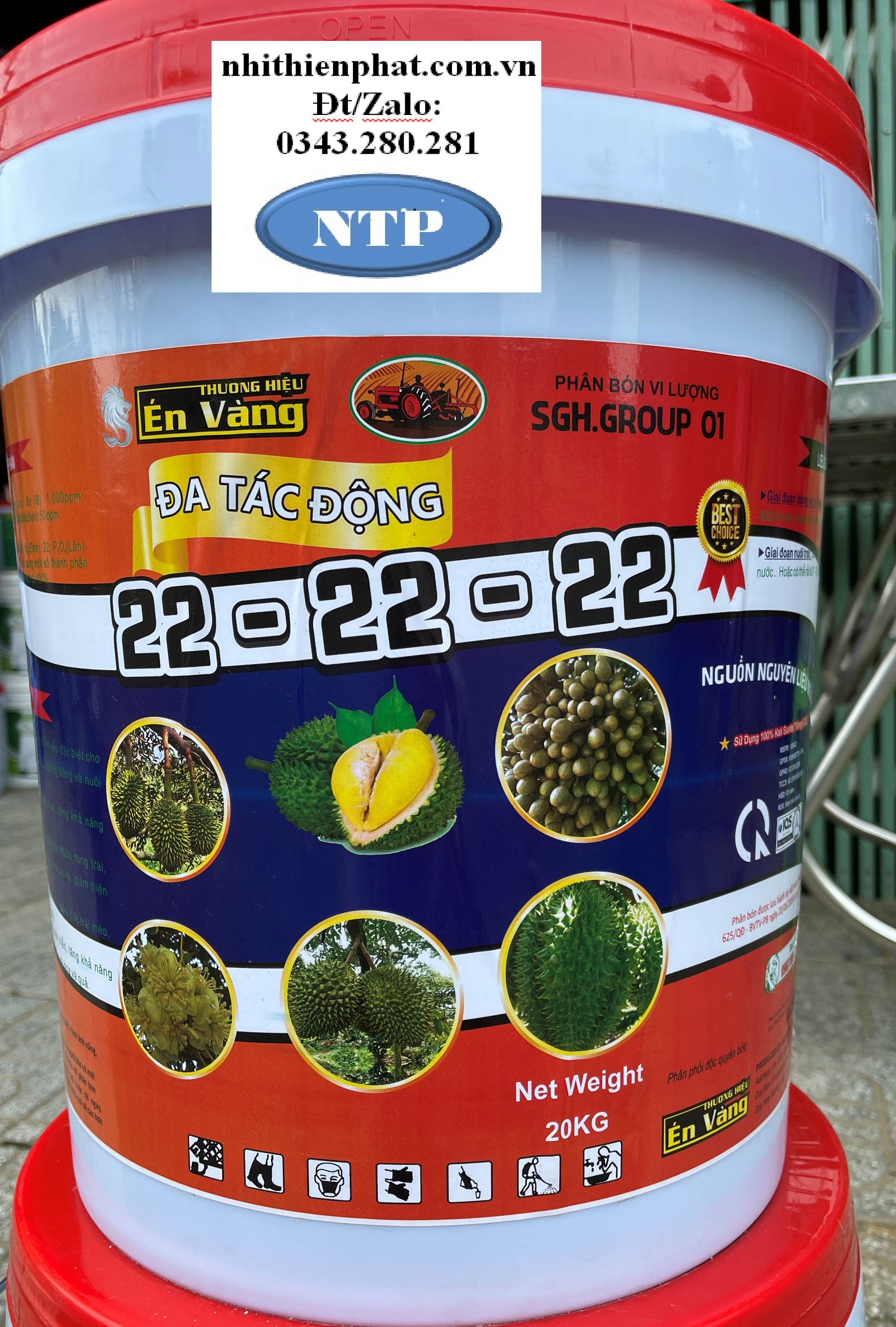 Phân bón hữu cơ lớn trái đẹp mã chống rụng trái non xô 22-22-22 asr