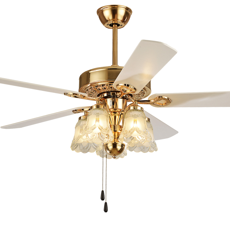 Đèn Trang Trí Phòng Khách Hiện Đại - Đèn quạt trần trang trí phòng khách, phòng ngủ HJ-9965G52[5 cánh Gỗ 52 inch]