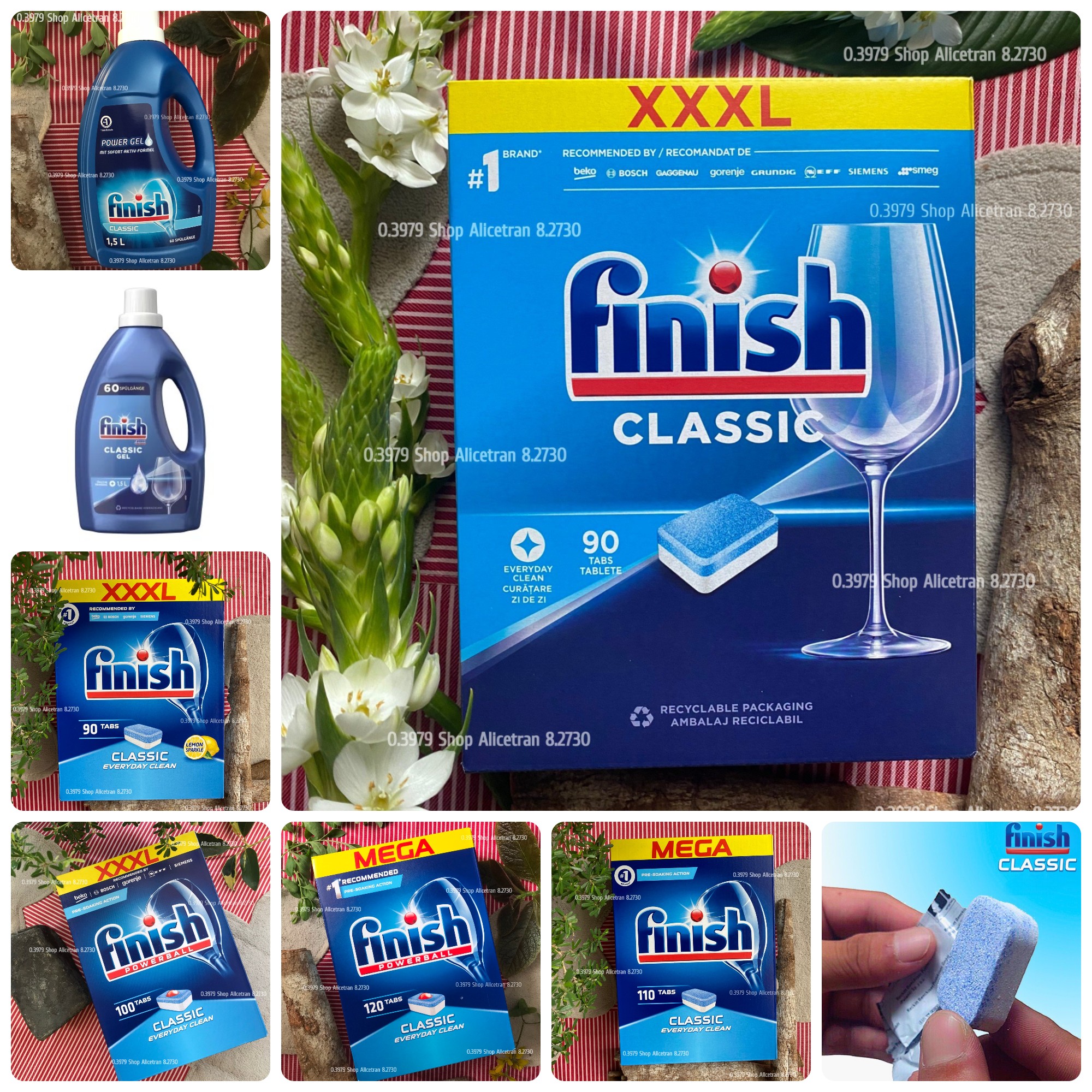 Viên rửa chén bát Finish Classic & Gel rửa Classic - Finish Powerball Classic Dishwasher Tablets