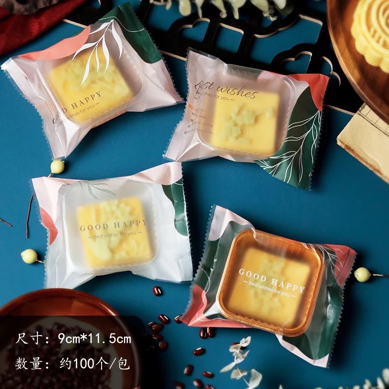 100 túi đựng bánh mẫu hoa lá Kích thước 7x10cm