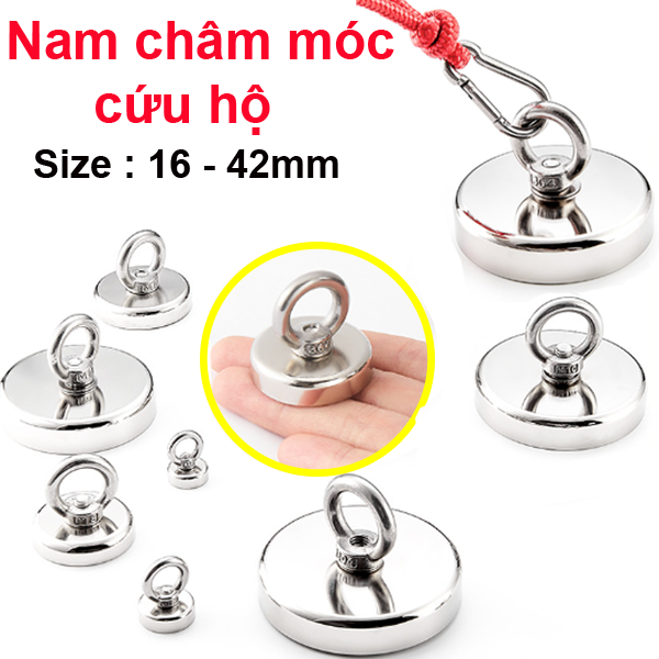 (1 Viên) Nam châm móc tròn, Nam châm cứu hộ siêu hút 16 - 42mm