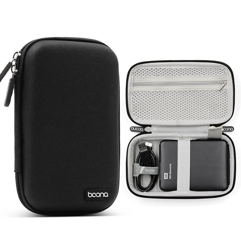 Túi bảo vệ ổ cứng di động WD 2.5  cáp sạc điện thoại phom cứng chống sốc hãng Baona (Boona) F010