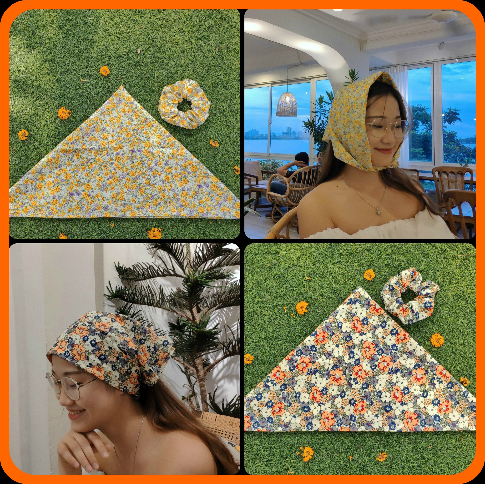 khăn turban đa dạng mẫu mới dài 55cm bandana họa tiết đẹp chụp mình xinh lung linh