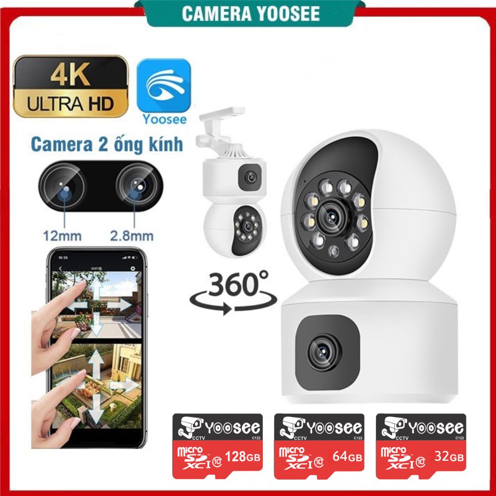 CAMERA YOOSEE 2 MẮT TRONG NHÀ XOAY 360 ĐỘ XEM CÙNG LÚC 2 GÓC XEM ĐÊM CÓ MÀU THEO DÕI CHUYỂN ĐỘNG