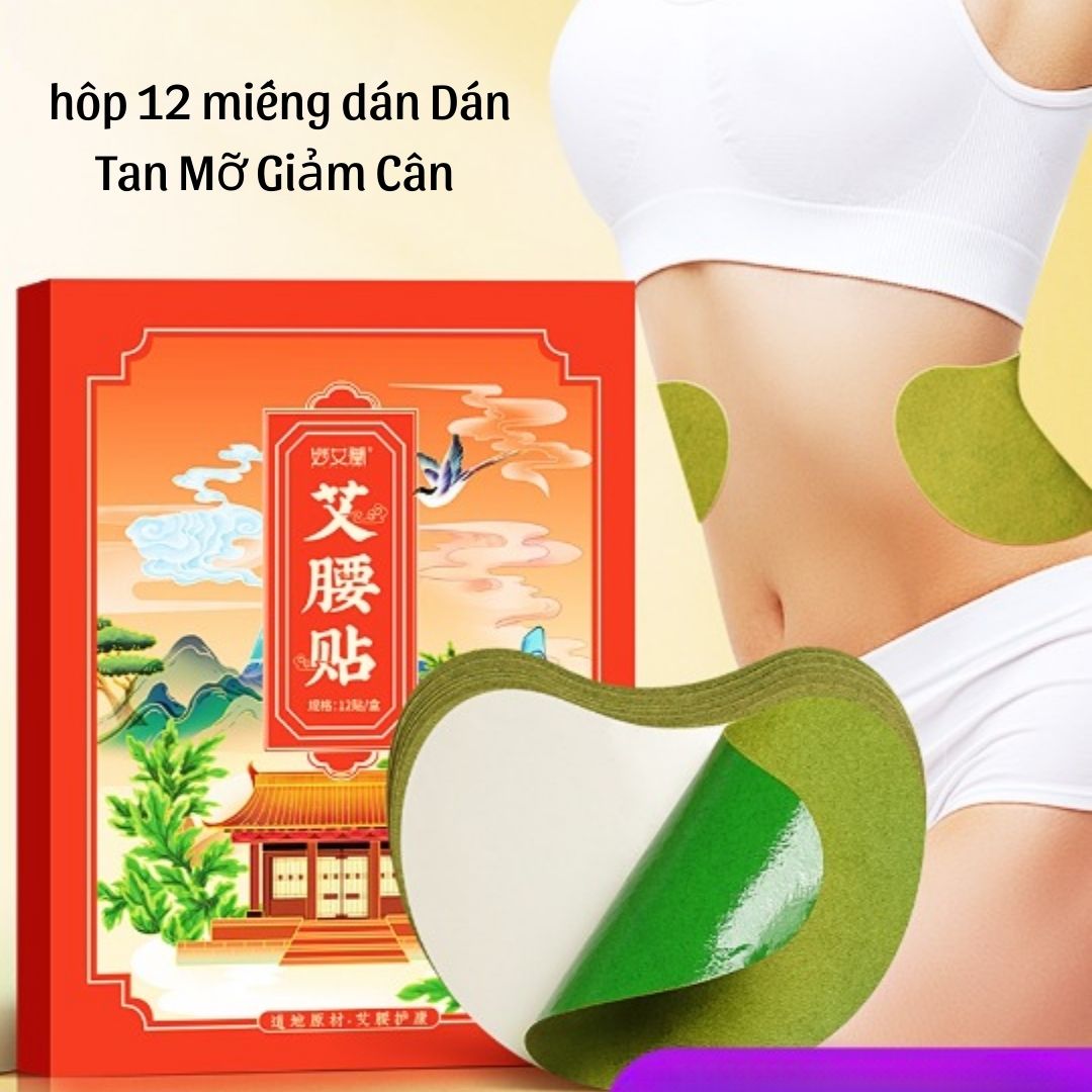 1 hộp 12 miếng dán tan mỡ bụng giảm mỡ bụng, bắp tay, bắp chân, giảm cân hiệu quả