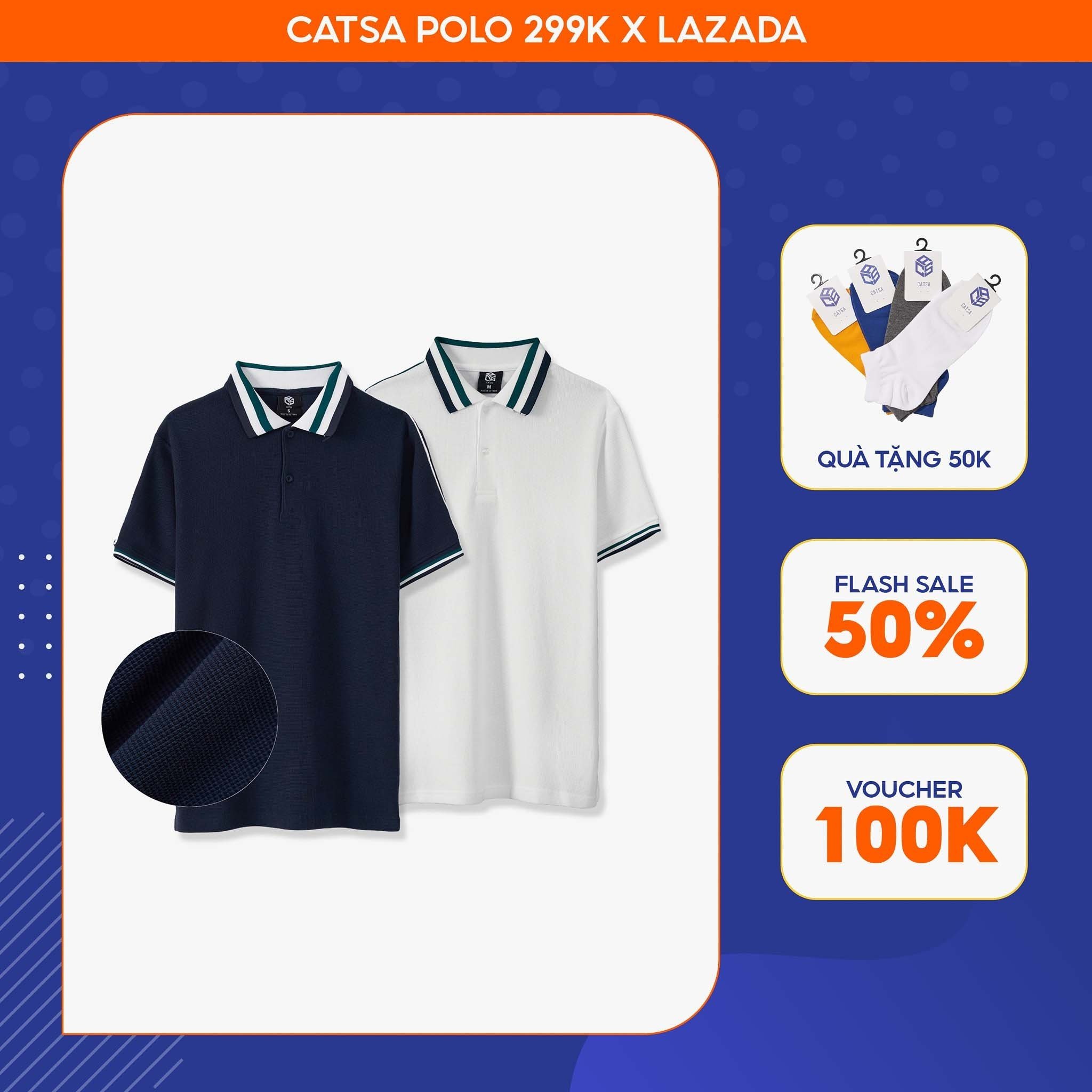 Áo thun POLO nam CATSA vải cá sấu Cotton kháng khuẩn, chống nhăn