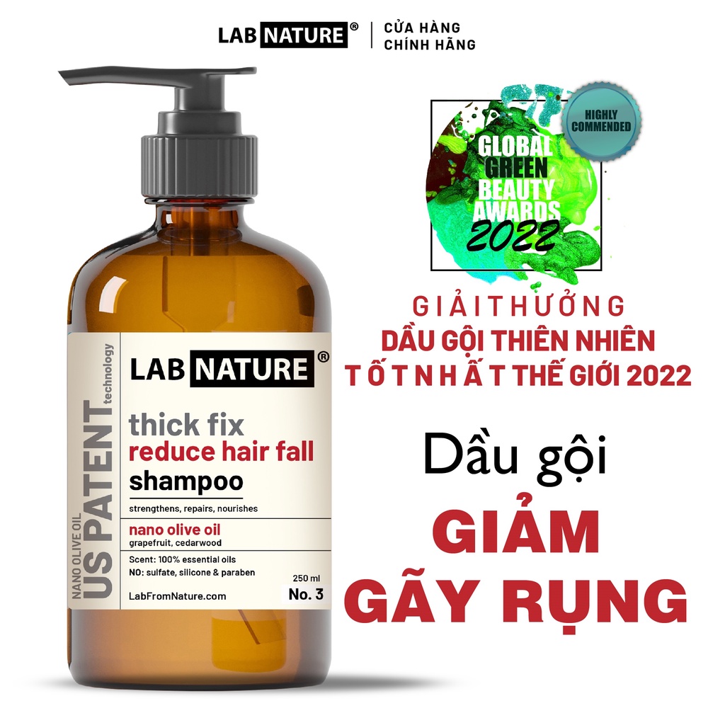 Dầu gội ngăn rụng tóc lab nature- công nghệ nano dầu olive - 250ml