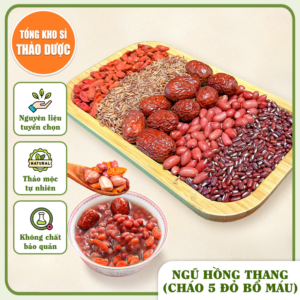Cháo 5 đỏ bổ máu, cháo ngũ hồng, dưỡng khí, giảm đau bụng dâu, dưỡng nhan, đẹp da, tốt cho sức khoẻ