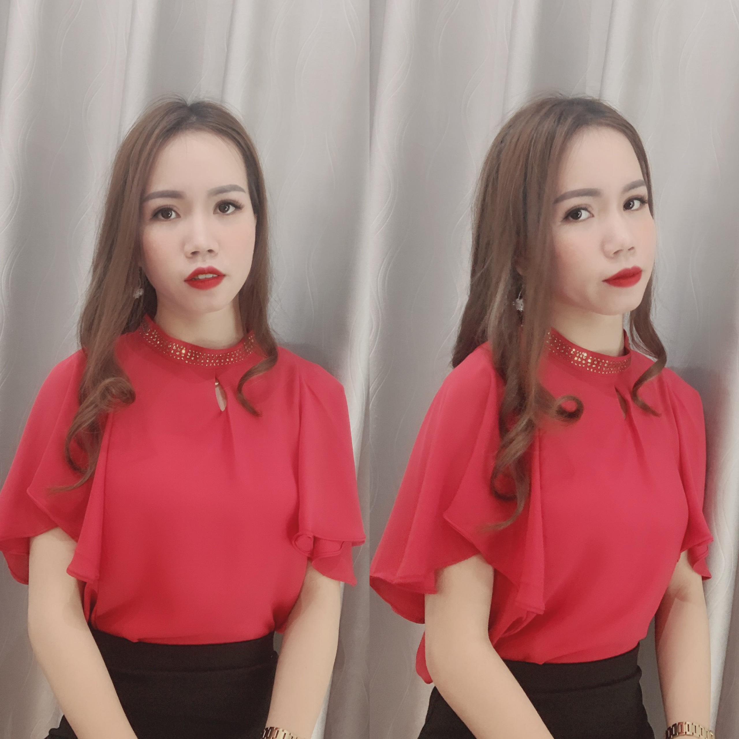 Áo sơ mi công sở nữ, áo sơ mi kiểu cổ đá giọt nước