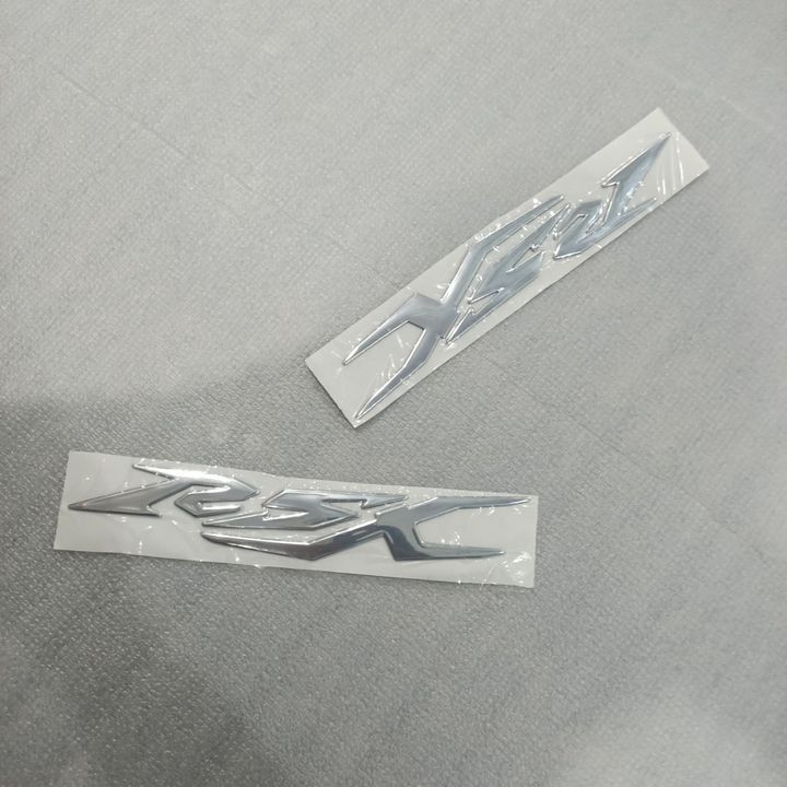 Cặp tem chữ nổi dán trang trí sườn xe Wave RSX màu BẠC - ĐỎ