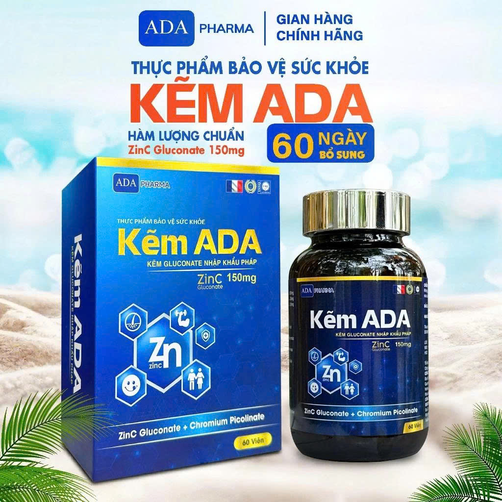 KẼM ADA (Hộp 60 viên) tăng cường sức khỏe, hỗ trợ tăng testosterone ,tăng sinh lực phái mạnh
