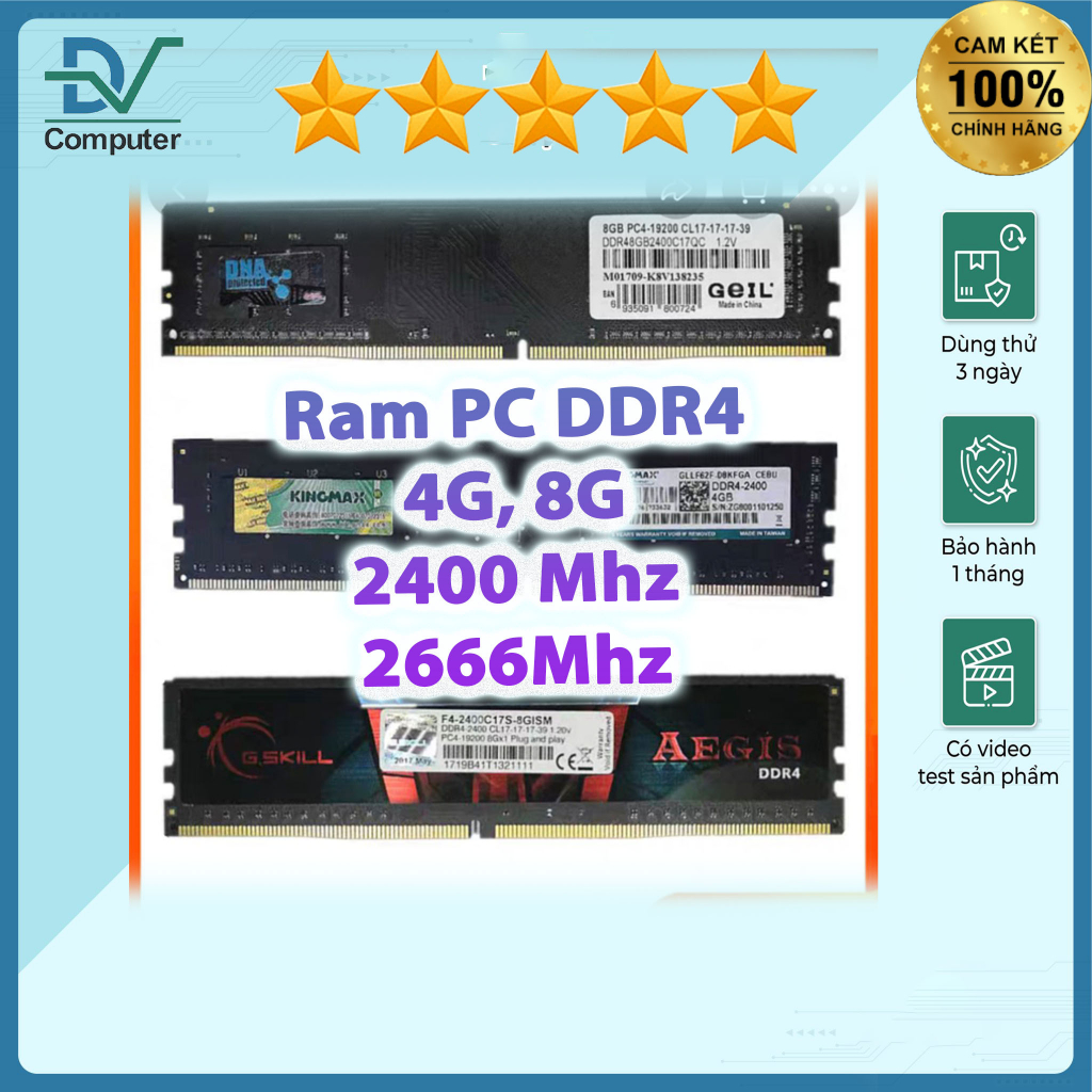 Ram 4gb, 8gb ddr4 lắp main h110, h310,...